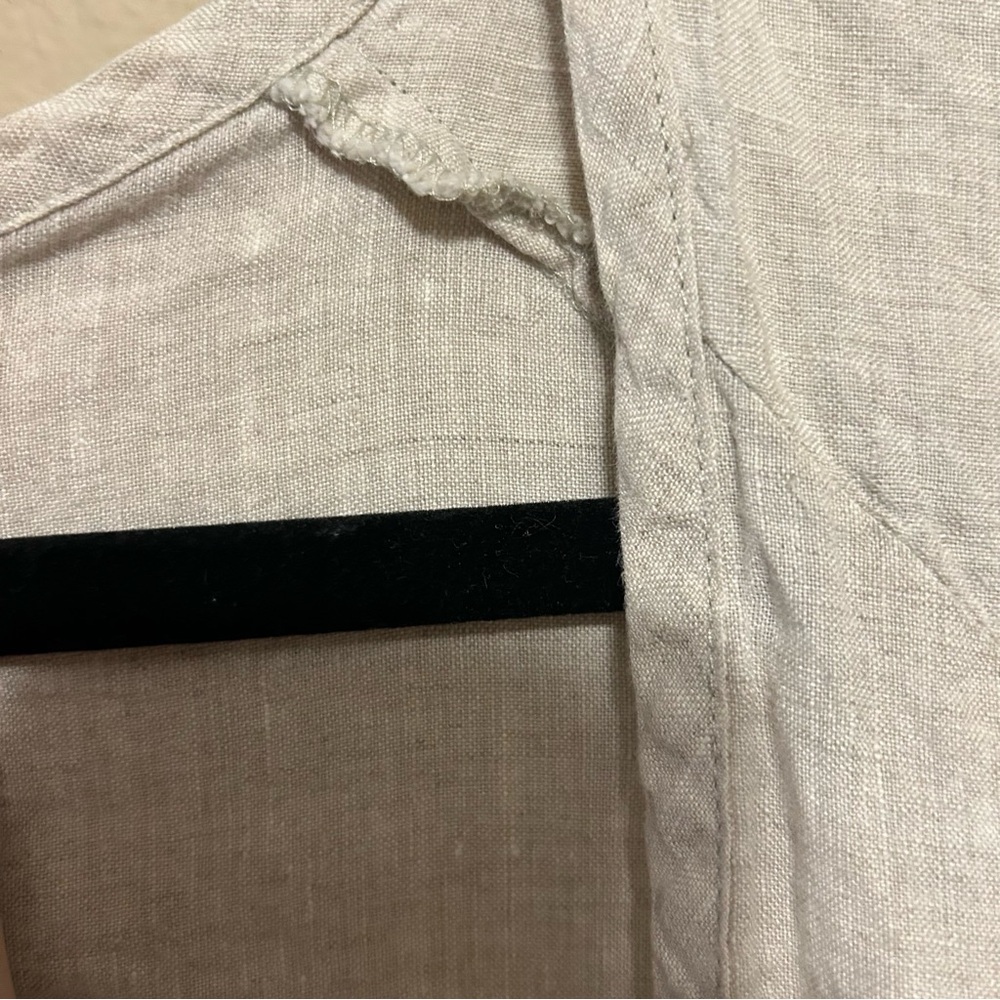 Match Point USA Linen Open Front Beige Cardigan Sz L Boho Natural Fiber Basic - Picture 7 of 8